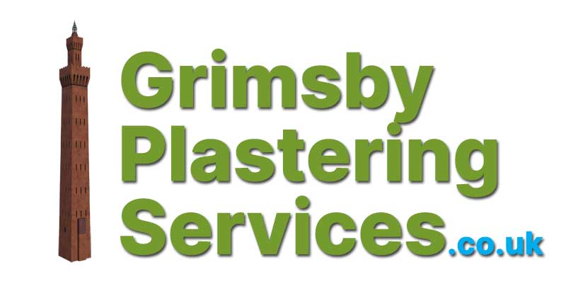 The logo of Grimsby Plastering Services with the Grimsby dock tower 